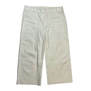 Nordstrom Collection Cream Off White Linen Wide Leg Pants Size 8 Cropped